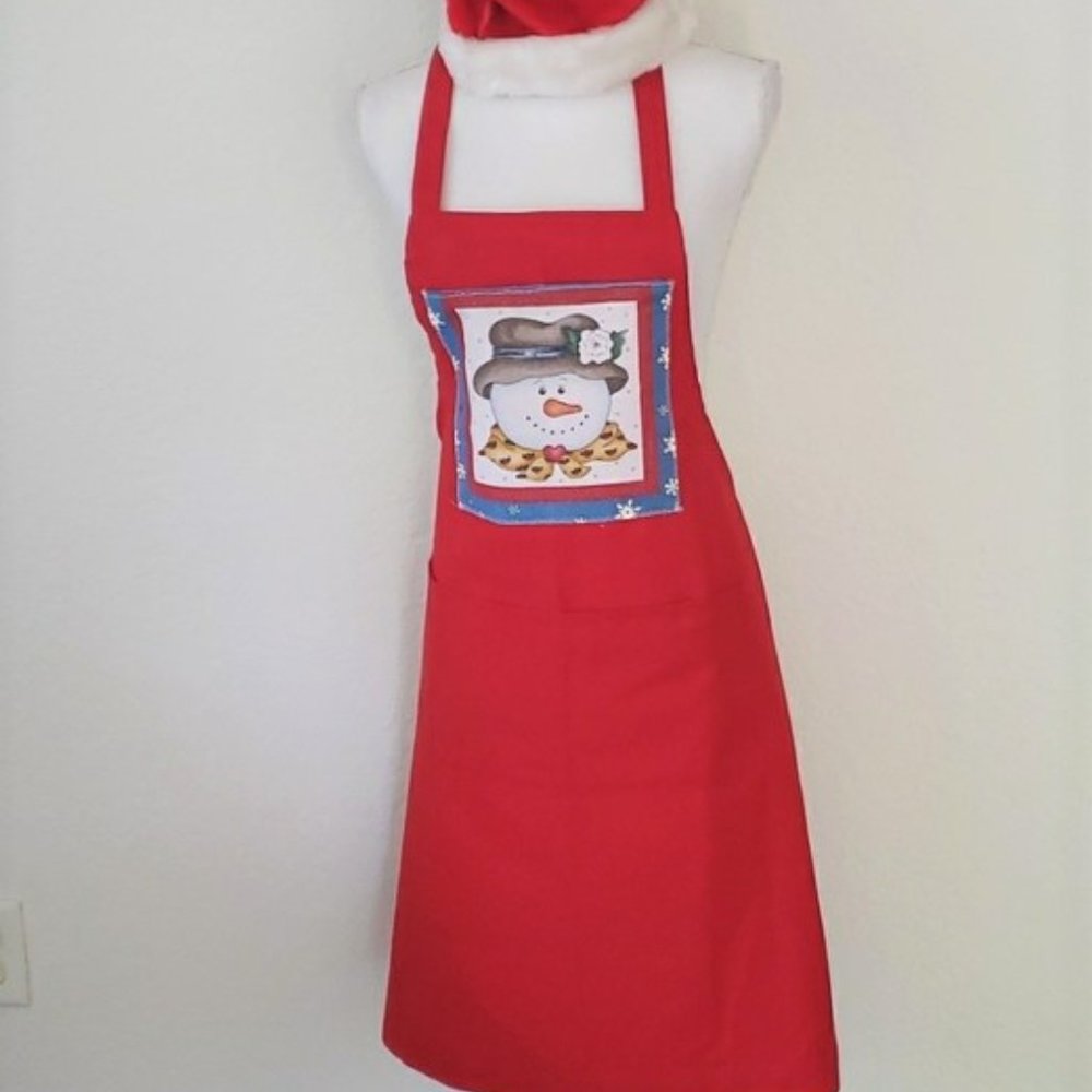 Long Xmas Apron NWOT Snowlady Heavy Duty